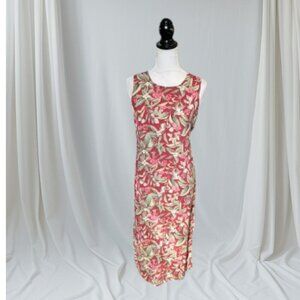 Requirements Casual Sleeveless Maxi Dress in Red and Green Floral in Size MP